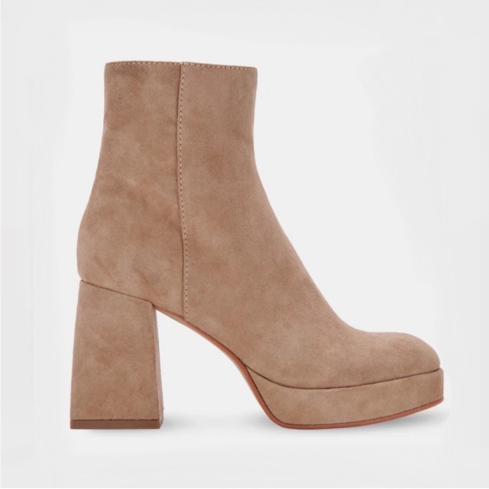Dolce Vita Suede Chunky Heel Platform Boots NWOB
